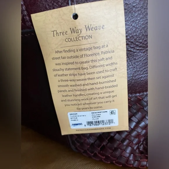 Patricia Nash Brown Leather Shoulder Bag with Woven Design